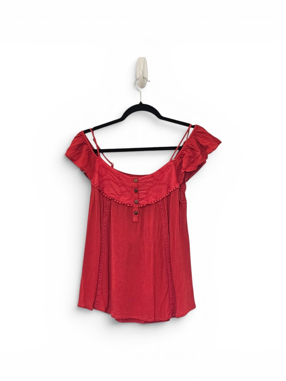 Miss Me Warm Red Off-Shoulder Top Women's Size Medium